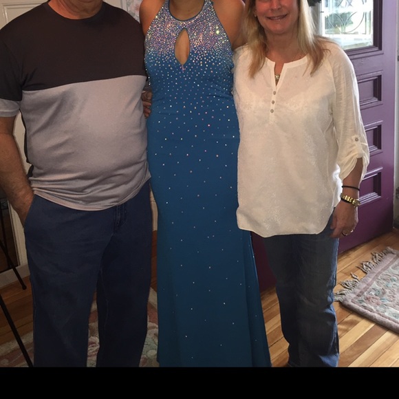 Jovani Teal Rhinestone Prom Dress #90640 - Picture 4 of 4